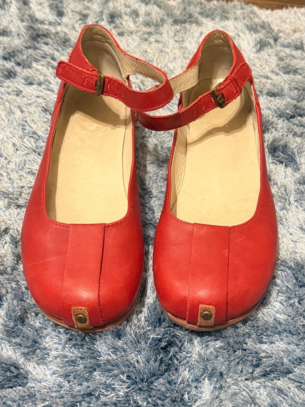 Dr. Martens Red Mary Jane Flats with Ankle Strap